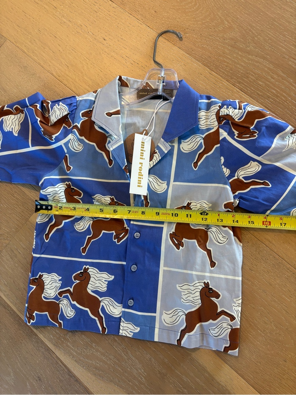 Mini Rodini Horses Woven Shirt 5-7 Girls Youth Toddler Button Up Blouse Sleeves - Picture 9 of 10